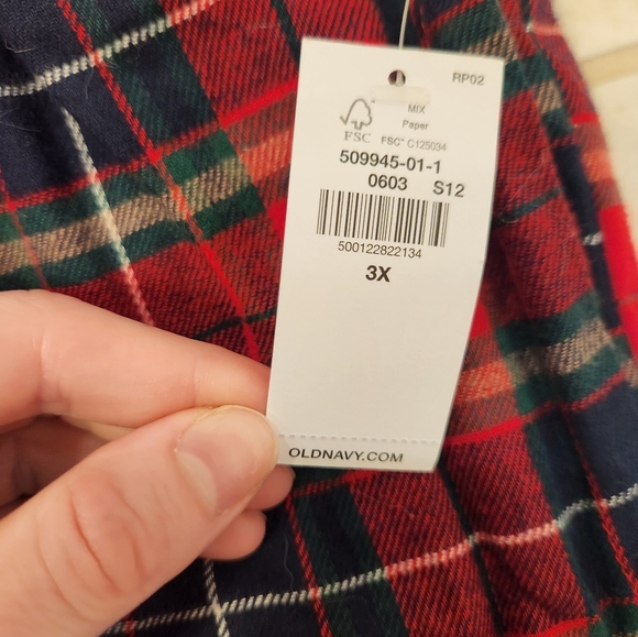 Old Navy Mens Pajama Pants NWT Size 3XL Red Plaid #A2 - Picture 2 of 2